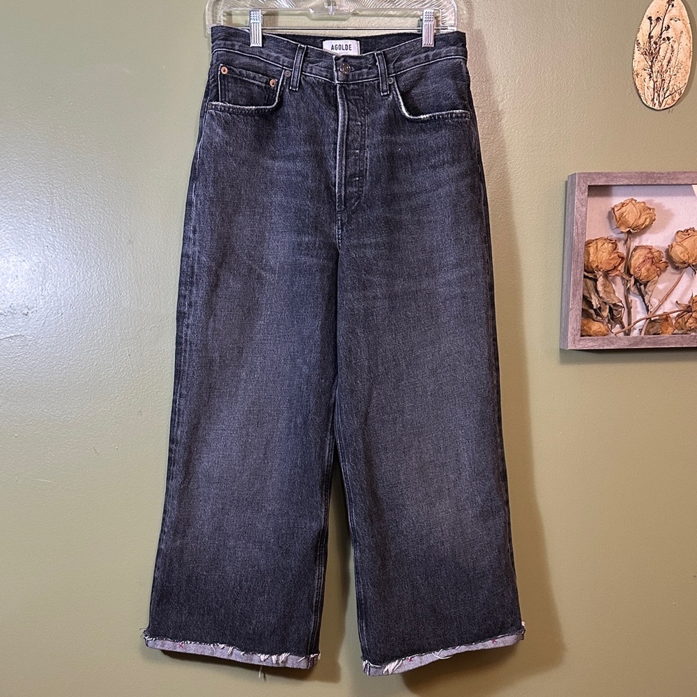 Agolde Dame high rise Charcoal black Wide-Leg Women’s Jeans 26” waist size 2-4